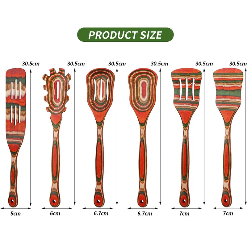 Pakkawood Wooden Cooking Spoons & Serving Utensils – Nonstick-Safe Salad Servers & Kitchen Utensil Set – Best for Cooking & Serving