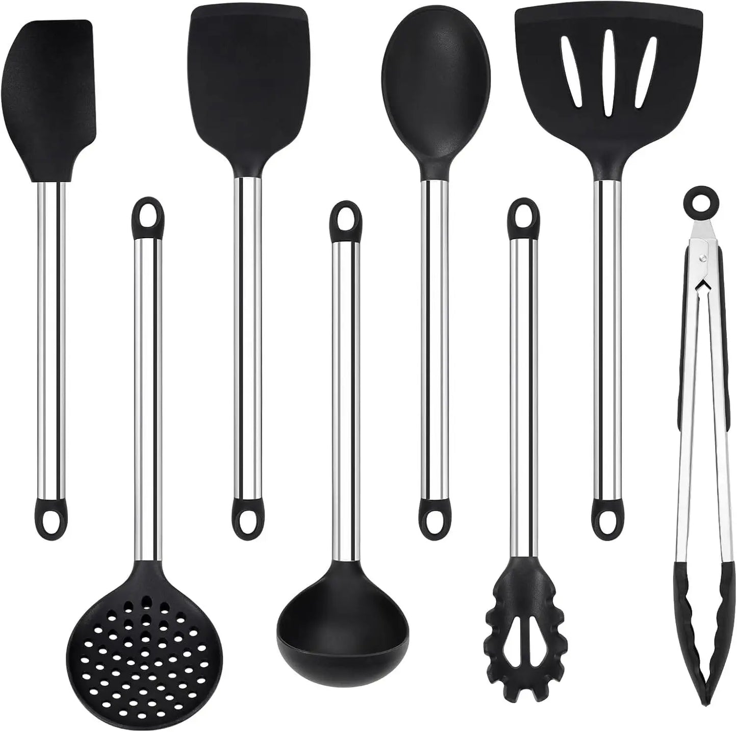 8-Piece Silicone Kitchen Utensils Set – Non-Scratch, Heat Resistant | Spatula, Spoons, Tongs & More