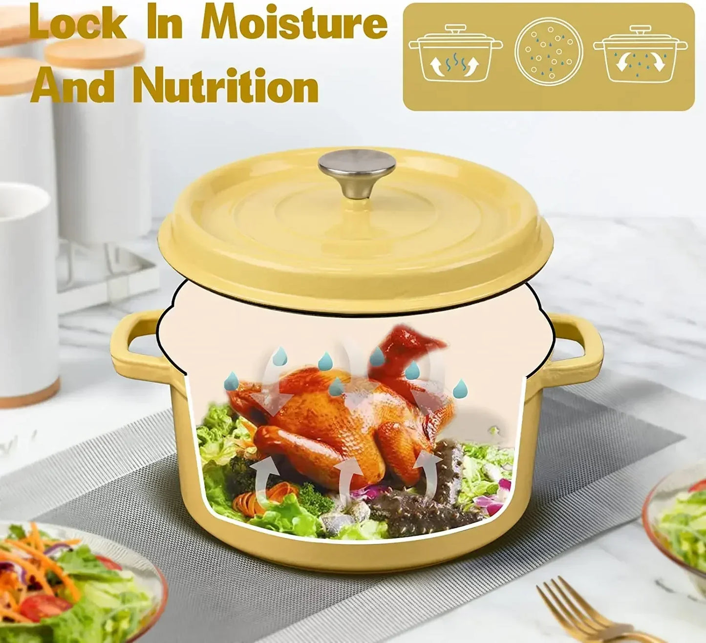 Non-Stick Cast Aluminium Enamelled Cooking Pot with Lid - Available in 2.75L & 4.75L