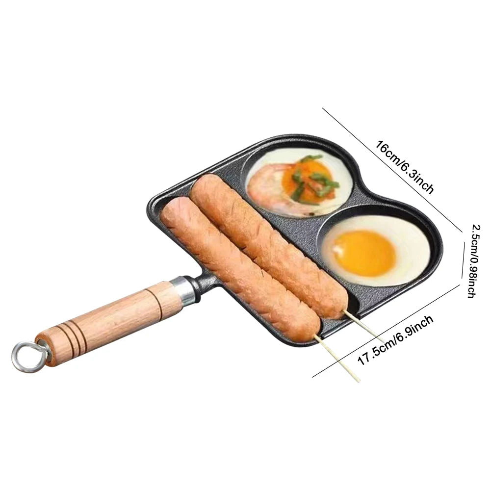 Egg Frying Pan Nonstick 4 Section Skillet With Heat Resistant Handle Cooking Pan Divided Pan Gas Induction Compatible