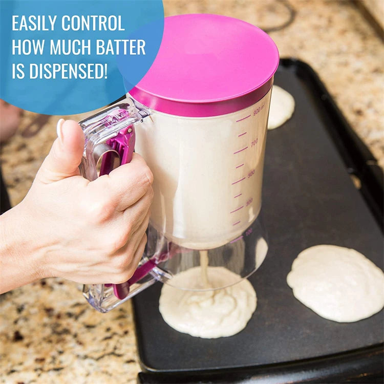 900ml Pancake Batter Dispenser with Measuring Label – 4 Cup Cupcake & Cookie Batter Dispenser – Great for Pancakes, Waffles & Cupcakes – Available in 1 Piece & 2 Pieces