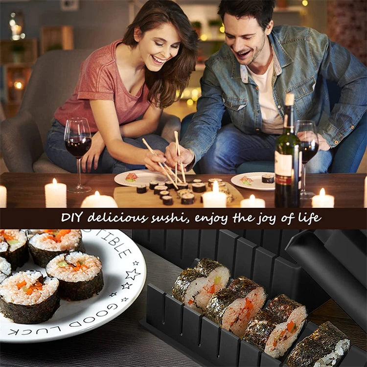 10 Piece Sushi Maker Kit – Sushi Mould Press & Rice Roll Moulds – Best for Homemade Sushi Rolls, Onigiri & Rice Shapes