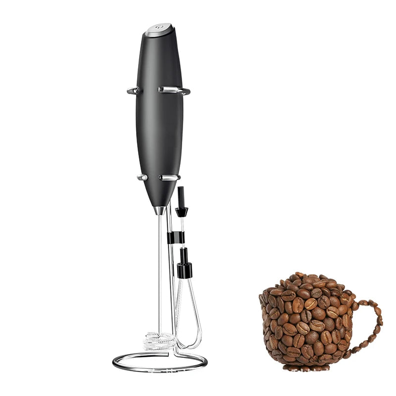 Handheld Electric Milk Frother – Stainless Steel Whisk Foam Maker & Drink Mixer – Great for Cappuccino, Latte, Hot Chocolate & Frappé – Available in White, Red, Black, Light Green & Silver Colours