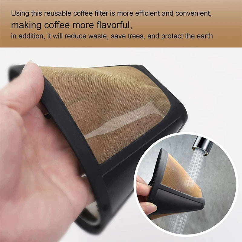 Reusable Stainless Steel Coffee Filter Cone – Permanent Basket Filter for Coffee Makers – Perfect for Everyday Filter Coffee – Available in 1 Piece & 2 Pieces