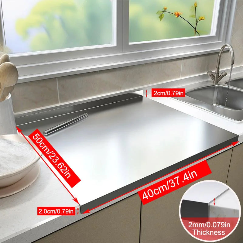 Large Double-Sided Stainless Steel Chopping Board – Thickened Dough Kneading Board & Pastry Mat – Great for Chopping, Kneading & Rolling Dough – Available in 22 Sizes