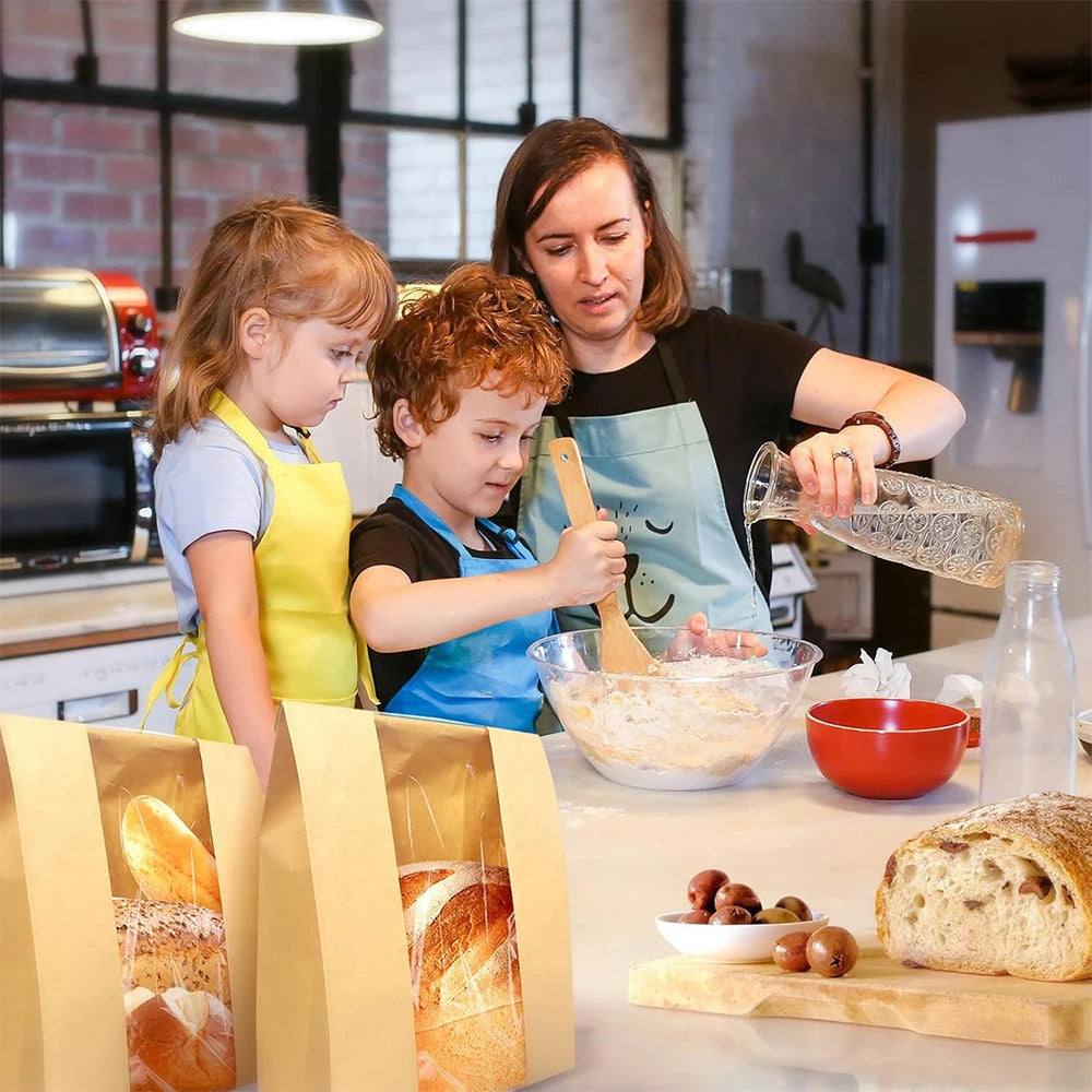 Large Paper Bread Bags with Clear Window – Bakery Bags for Homemade Sourdough, Cookies & Cakes – Great for Storing & Gifting Bakes – Available in 25 Pieces, 30 Pieces, 50 Pieces & 100 Pieces