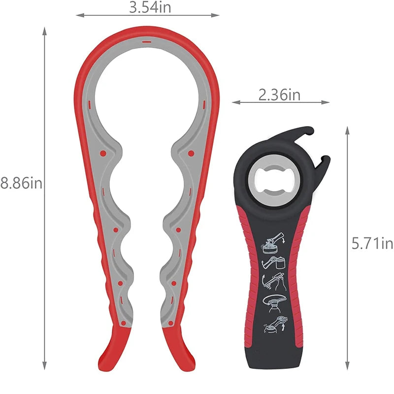5-in-1 Jar Opener Set for Weak Hands – Multi-Function Can & Bottle Opener with Non-Slip Silicone Grip – Perfect for Seniors & Arthritic Hands – Available in Black, Red, Orange, Green & Blue Colours