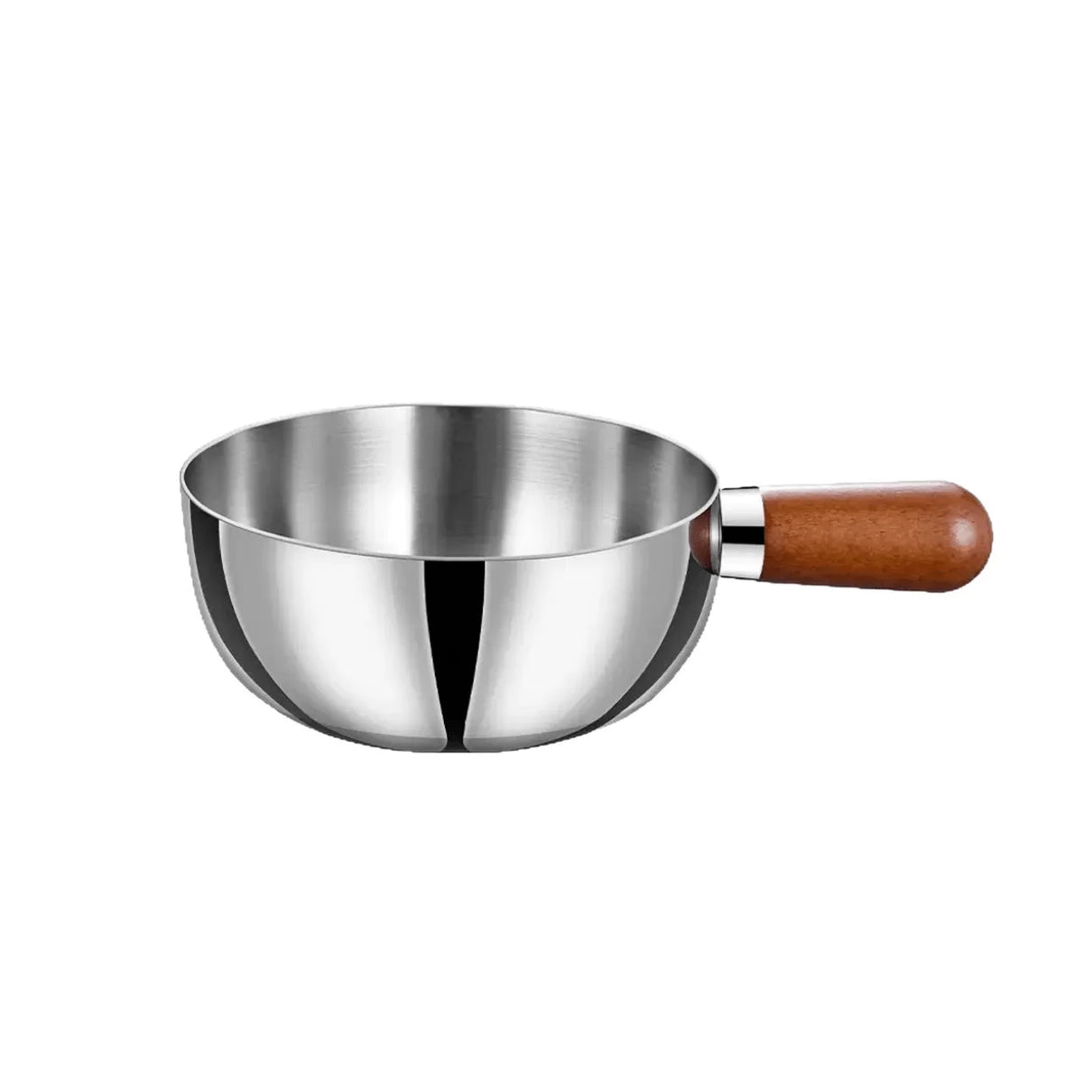 Stainless Steel Milk Pan with Wooden Handle – Induction Saucepan with Non-Slip Base – Great for Milk, Porridge & Sauces – Available in 14cm & 17cm