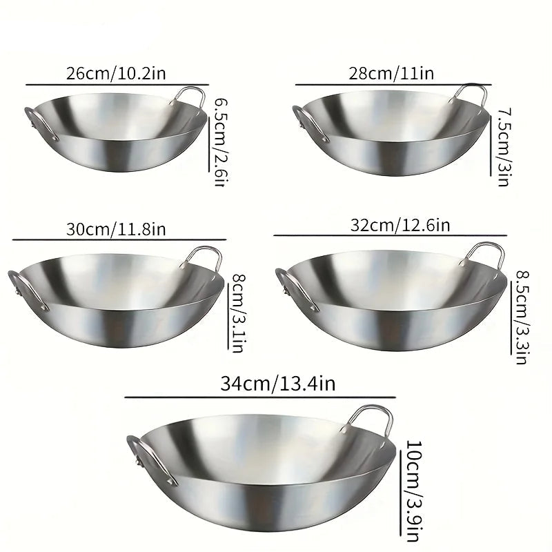 Stainless Steel Wok with Double Handles