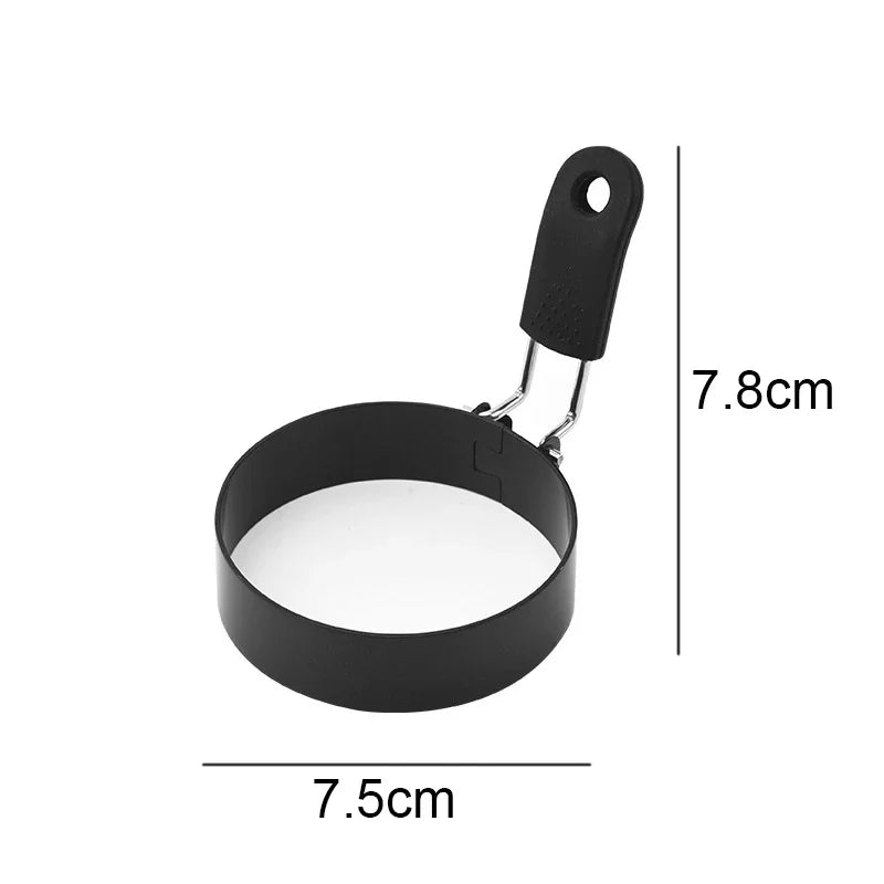 Stainless Steel Egg & Pancake Rings – Non-Stick Anti-Scald Egg Moulds with Folding Handles – Ideal for Fried Eggs, Muffins & Pancakes