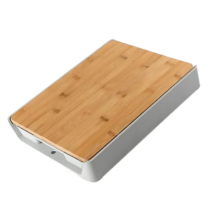 Multifunction Premium Bamboo Wooden Chopping Board – Effortless Cutting & Slicing with Convenient Sliding Plastic Pull-Out Tray – Perfect for Modern Kitchens