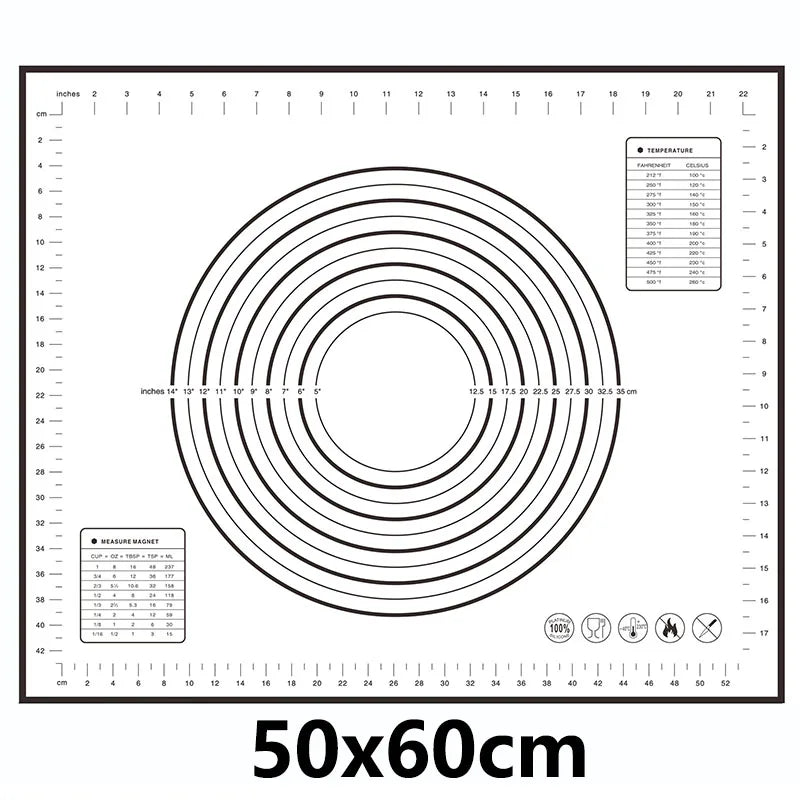 Thick Silicone Baking Mat with Measurements & Raised Edges – Reusable Non-Stick Pastry & Dough Rolling Mat – Great for Kneading, Rolling & Baking – Available in Red & Black Colours