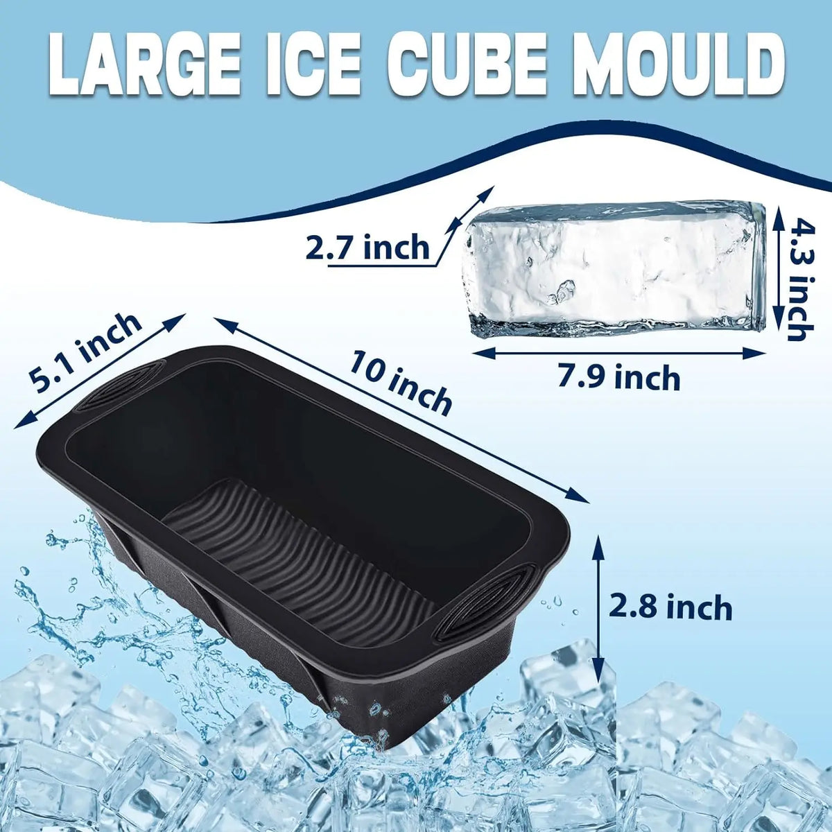 Extra Large Silicone Ice Block Mould – Reusable Ice Tray for Ice Baths & Cold Plunge Tubs – Ideal for Large Blocks of Ice – Available in Light Blue, Grey, Pink, Purple, Blue & Black Colours