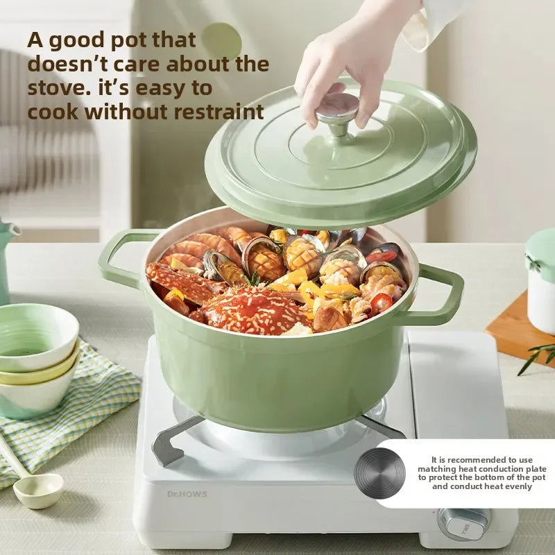 Non-Stick Cast Aluminium Enamelled Cooking Pot with Lid - Available in 2.75L & 4.75L