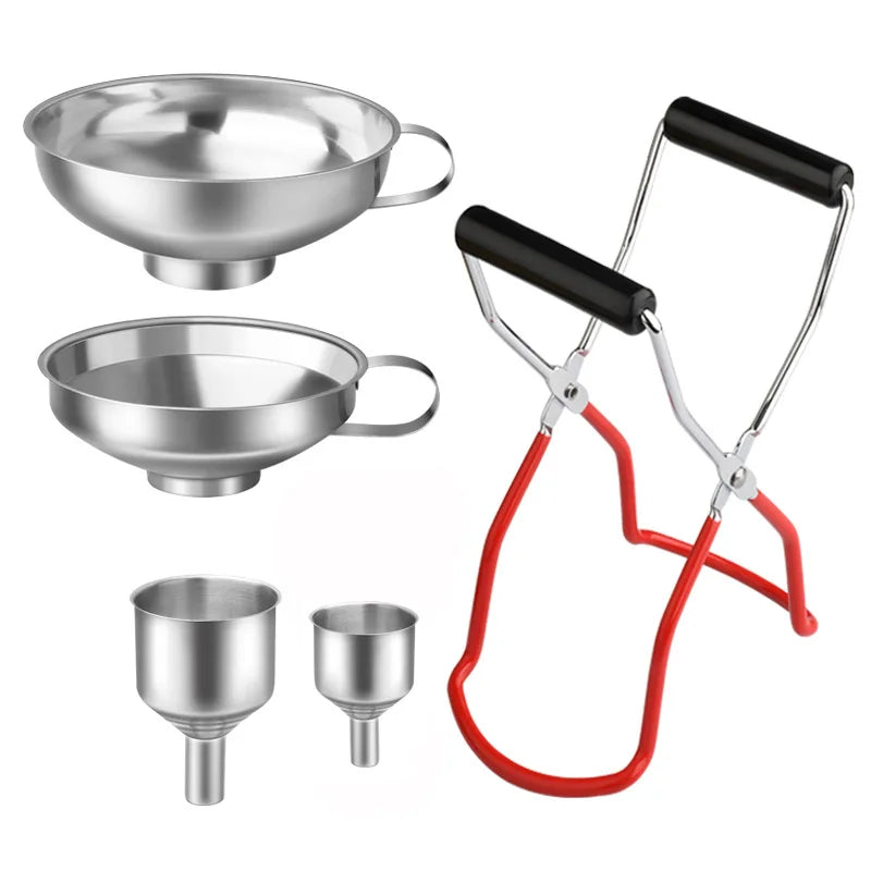 Stainless Steel Canning Essentials Kit – Wide Mouth Canning Funnels & Jar Lifter Tongs – Great for Home Canning, Jam & Preserving – Available in 4, 5 & 6 Pieces 5 Pieces