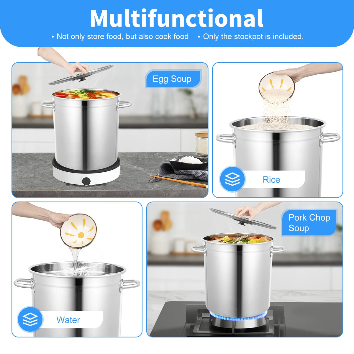 Large Stainless Steel Stock Pot with Lid & Handles – Commercial Soup Pot & Food Storage Container – Great for Soups, Stocks & Batch Cooking – Available in 35L, 50L & 70L