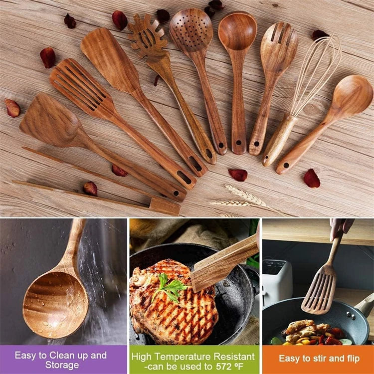 Acacia Wood Kitchen Utensil Set