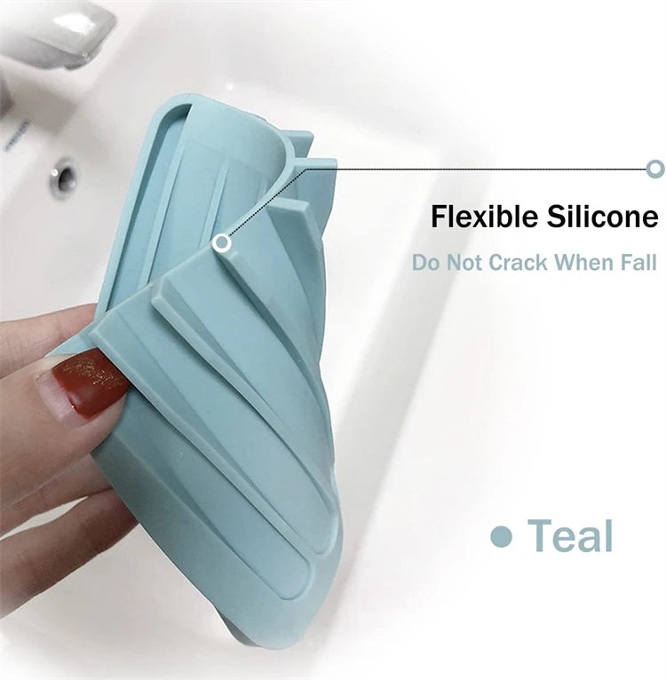 Self Draining Silicone Sponge & Soap Holder – Waterfall Soap Dish Drainer – Ideal for Kitchen Sinks & Bathrooms