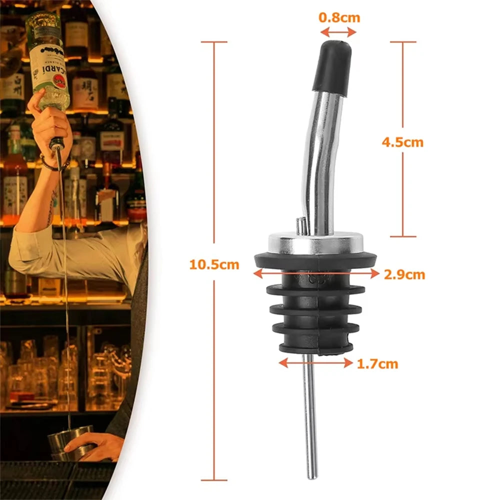 Stainless Steel Oil Pourer Spouts with Dust Caps – Bottle Pour Spouts for Olive Oil, Vinegar & Sauces – Perfect for Controlled Pouring – Available in 4 Pieces, 12 Pieces, 18 Pieces & 36 Pieces