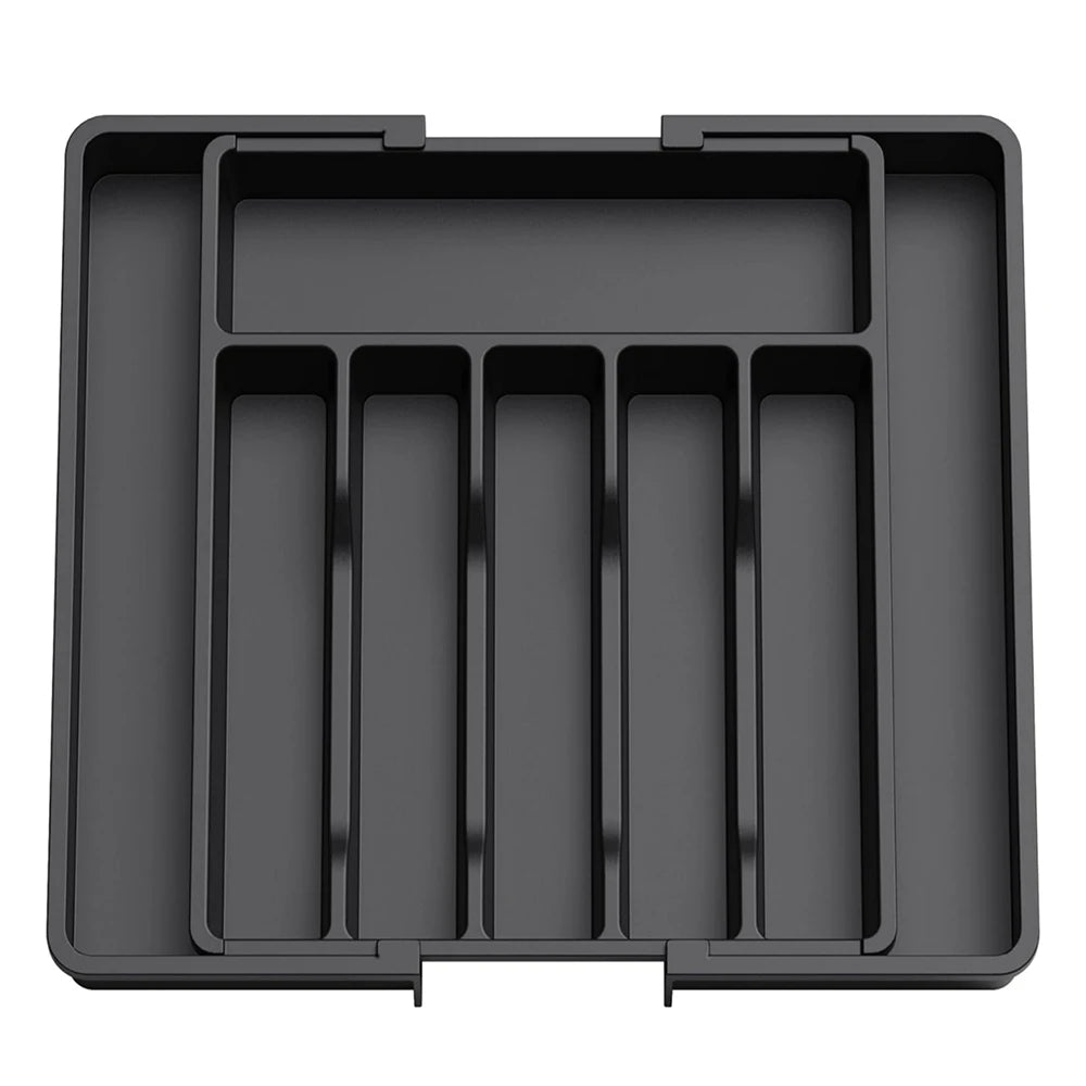 Expandable Cutlery & Utensil Drawer Organiser Tray – Adjustable Flatware Holder – Perfect for Kitchen Drawers – Available in Black, White & Grey Colours