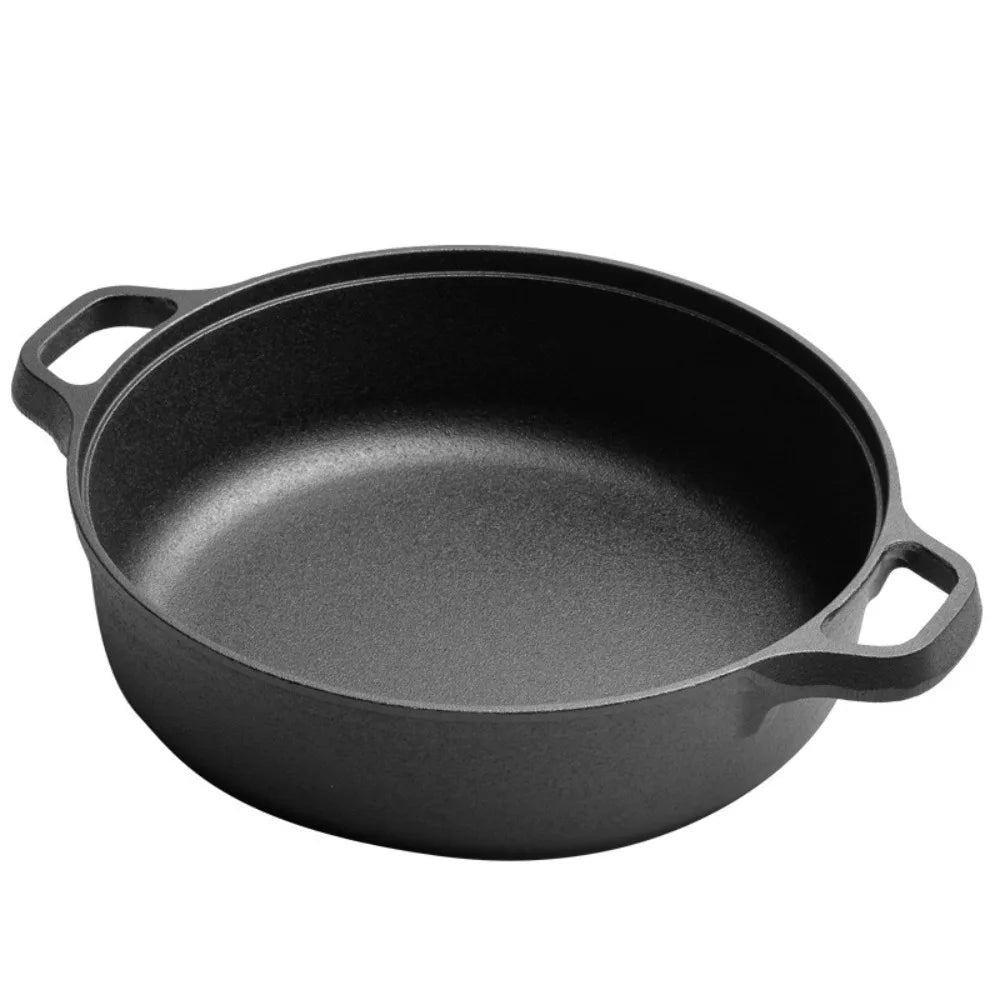 Cast Iron Skillet with Double Handles Black