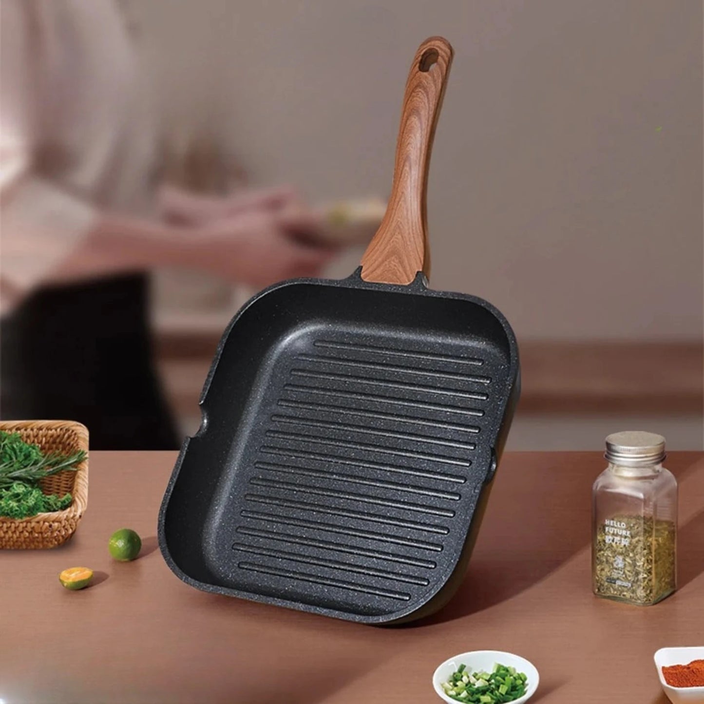 Square non-stick grill pan With Large Cooking Surface For Searing  Durable Food Grade Aluminum Griddle Grill Pan