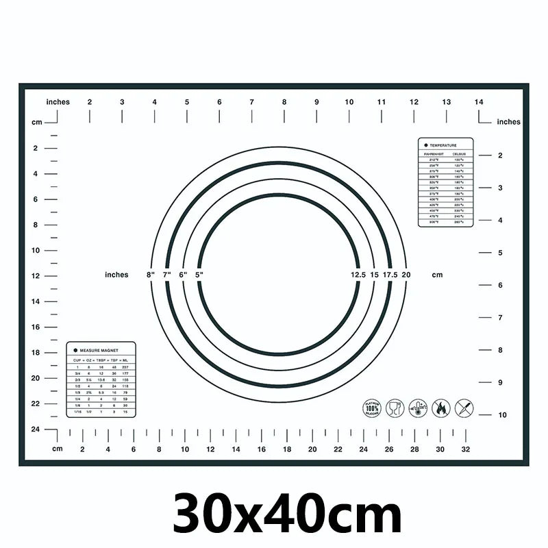 Thick Silicone Baking Mat with Measurements & Raised Edges – Reusable Non-Stick Pastry & Dough Rolling Mat – Great for Kneading, Rolling & Baking – Available in Red & Black Colours