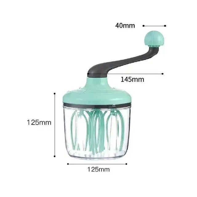 Semi-Automatic Silicone Egg Beater – Hand-Crank Whisk & Cream Mixer with Anti-Slip Base – Ideal for Eggs, Cream & Cake Batter – Available in Blue & Green Colours