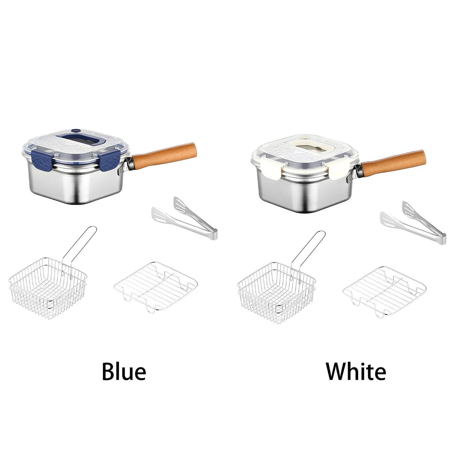 Portable Frying  Set Multifunctional Oil Saving Mini Fryer Kit Stainless Steel Pot For Kitchen Fries Chicken