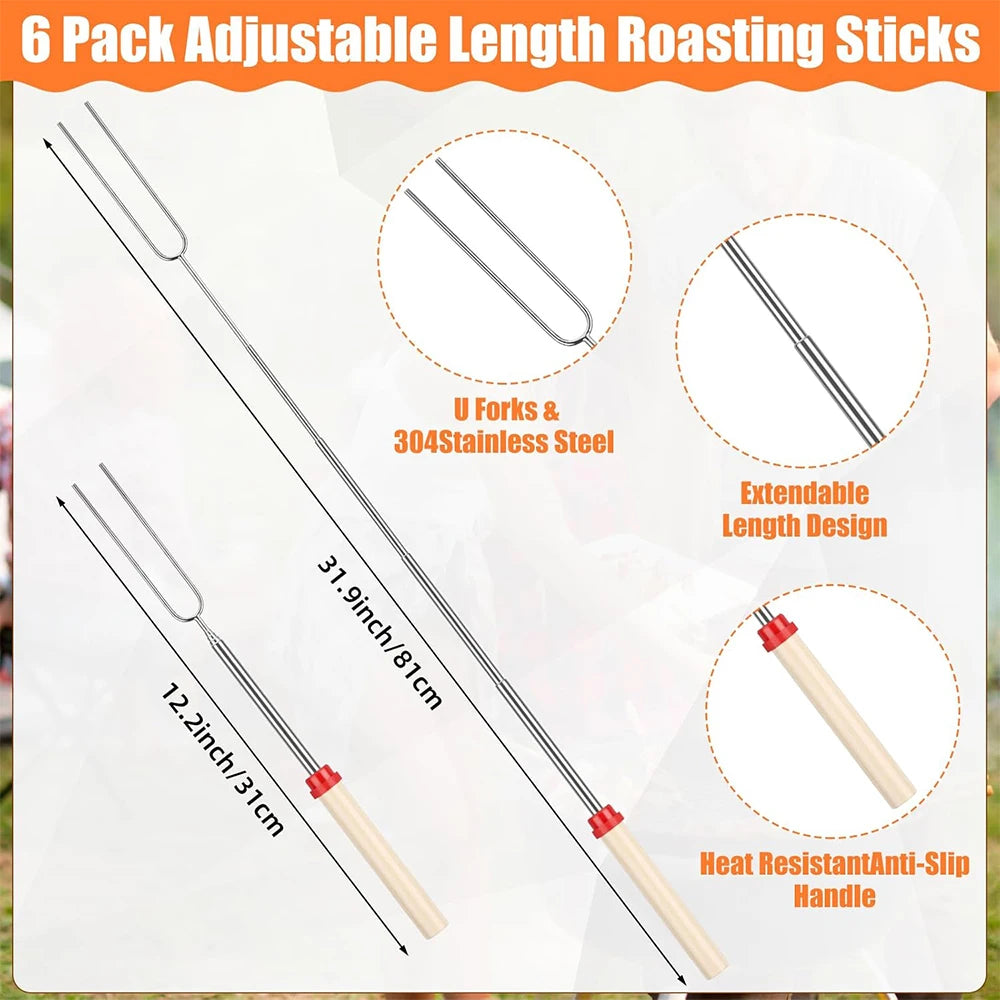 Firewood Tongs & Fire Poker Set with Wooden Handles – Rustproof Campfire & Fire Pit Set – Perfect for Fireplaces, Fire Pits & Campfires – Available as Tongs, Poker, Forks or Full Set