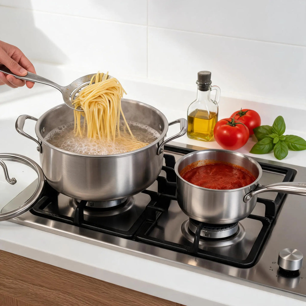 11 Piece Tri-Ply Stainless Steel Cookware Set with Lids – Professional Pots & Pans with Stay-Cool Riveted Handles – Best for Induction, Oven & Family Cooking