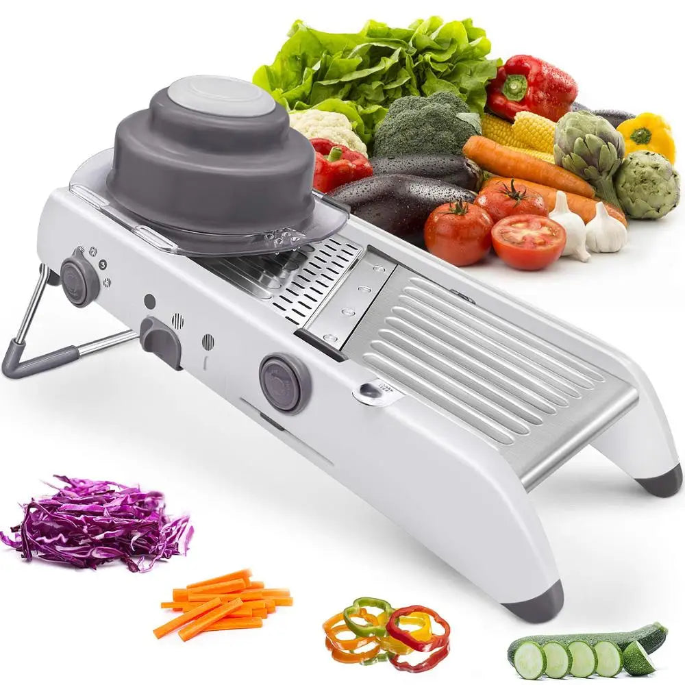 18 in 1 Adjustable Mandoline Vegetable Slicer – Stainless Steel Julienne Slicer & Dicer – Great for Potatoes, Onions, Carrots & Salads