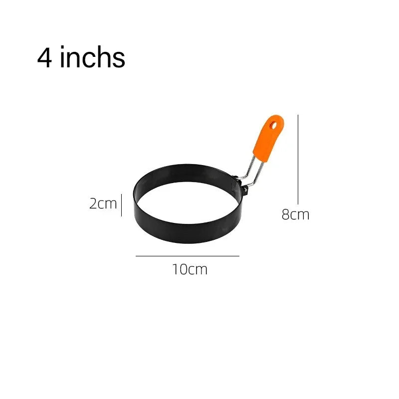 Stainless Steel Egg & Pancake Rings – Non-Stick Anti-Scald Egg Moulds with Folding Handles – Ideal for Fried Eggs, Muffins & Pancakes