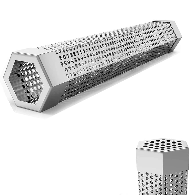 12 Inch Hexagon Stainless Steel Pellet Smoker Tube – BBQ Wood Pellet Smoke Generator – Ideal for Hot & Cold Smoking up to 5 Hours