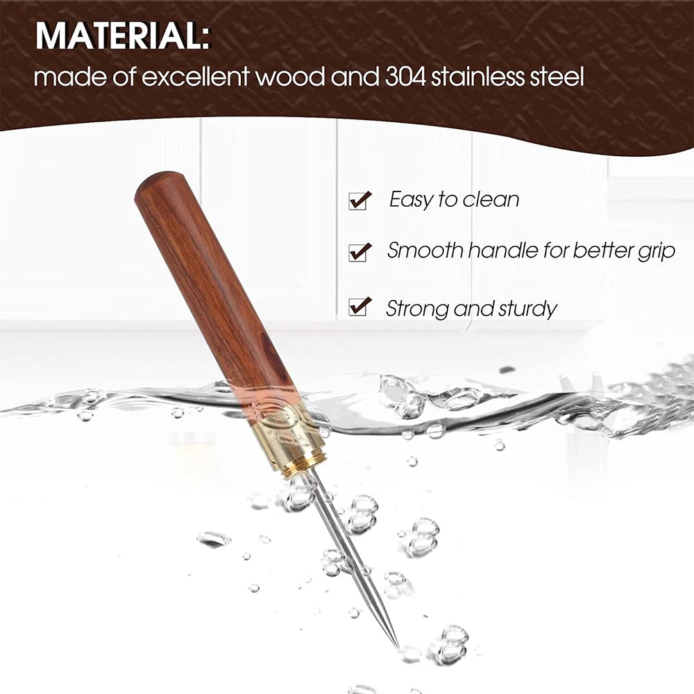 Stainless Steel Ice Pick with Wooden Handle & Cover – Kitchen Ice Breaker – Best for Breaking Block Ice & Large Ice Cubes
