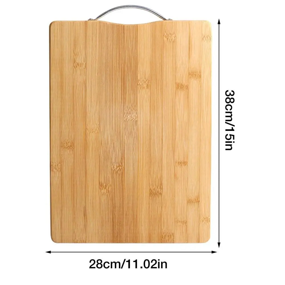 Bamboo Cutting Board with Stainless Steel Handle – Reversible Double-Sided Chopping Board with Hanging Handle – Durable, stylish, Hygienic & Easy-to-Store Multi-Purpose Cutting Board for Daily Food Prep –Available in 5 Sizes