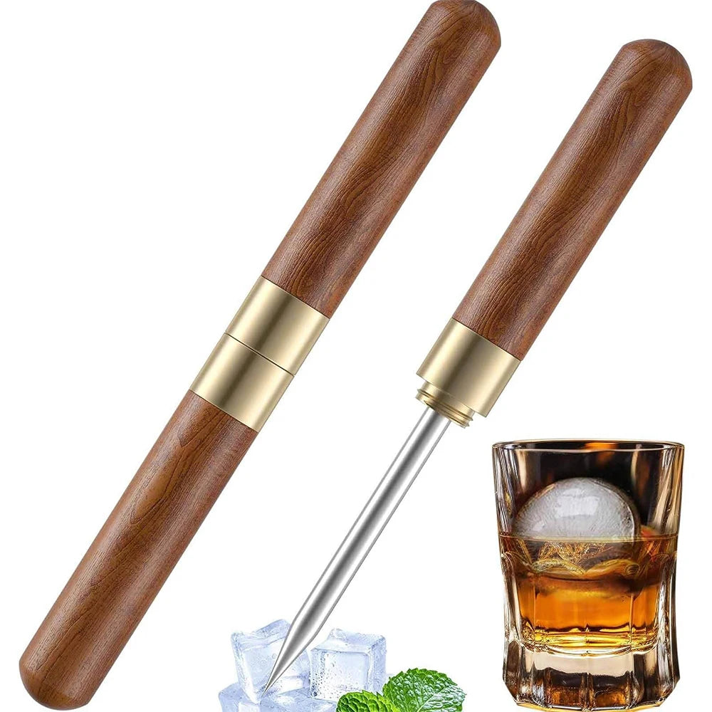 Stainless Steel Ice Pick with Wooden Handle & Cover – Kitchen Ice Breaker – Best for Breaking Block Ice & Large Ice Cubes