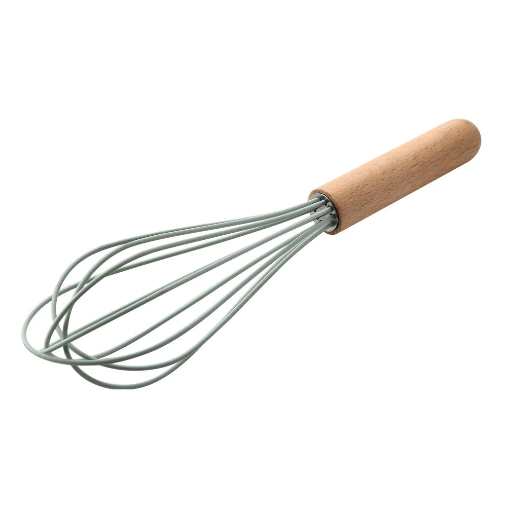 Heat Resistant Silicone Cooking Utensil with Wooden Handle – Up to 230°C Turner, Tongs, Spatula, Spoon, Brush & Whisk – Ideal for Nonstick Cookware Style 10