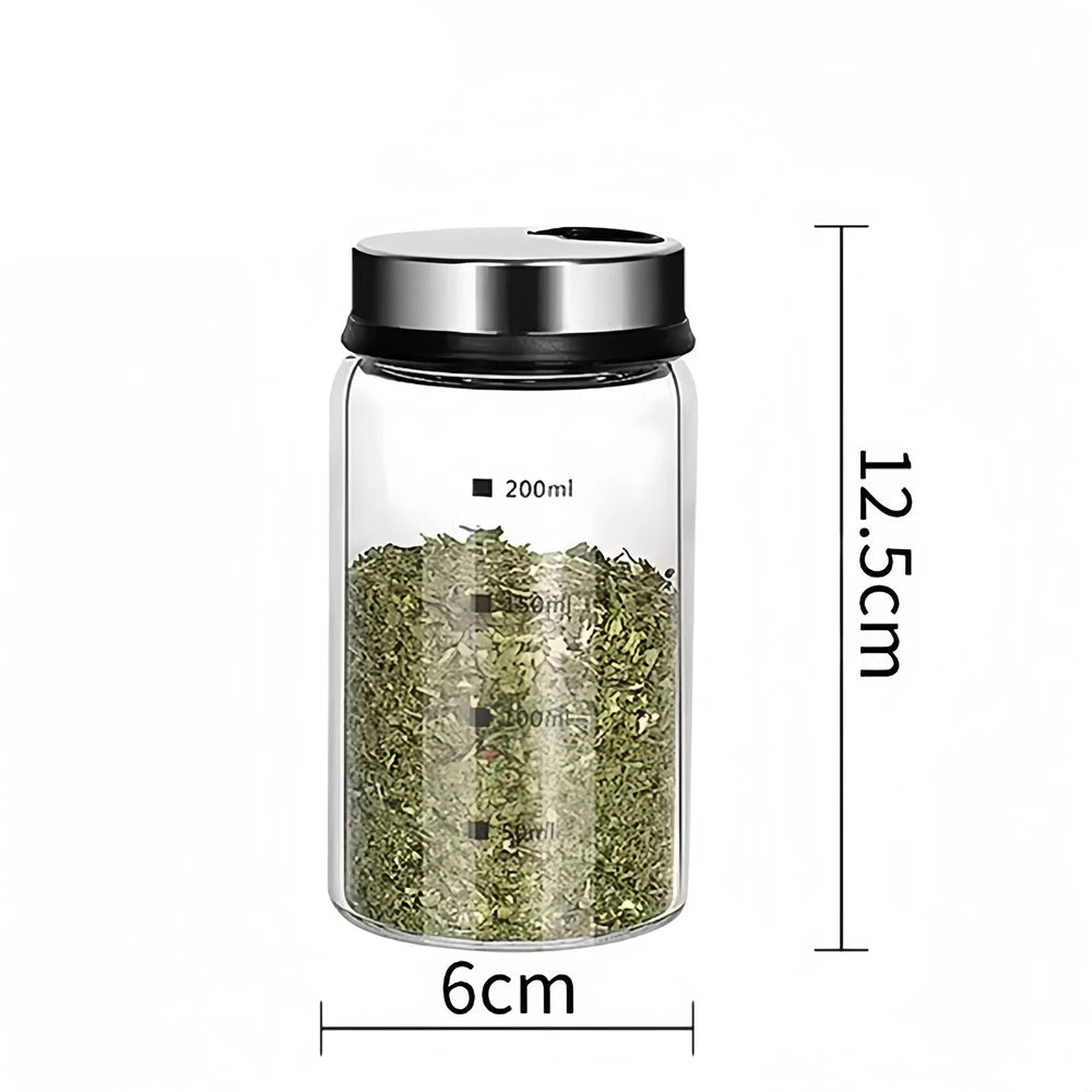Glass Salt & Pepper Shaker Bottles with Adjustable Outlet Holes – Kitchen Spice Dispenser Jars – Ideal for Salt, Pepper, Herbs & Seasonings – Available in 150ml, 200ml, 300ml & 500ml 200ml – 1 Piece