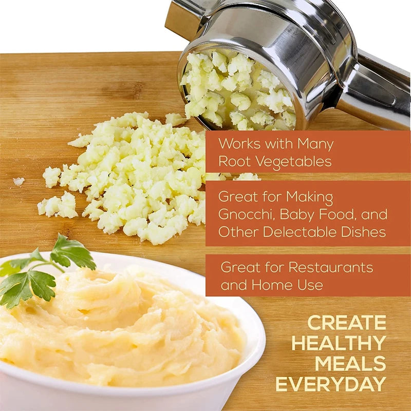 Stainless Steel Potato Ricer with 3 Interchangeable Discs
