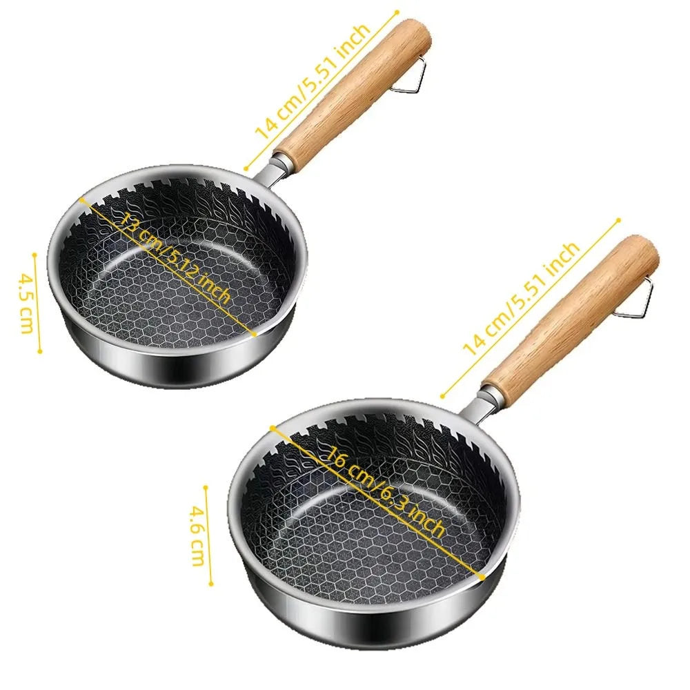 Mini Stainless Steel Non-Stick Frying Pan – Small Omelette & Egg Pan for One – Great for Fried Eggs & Mini Pancakes (13cm)