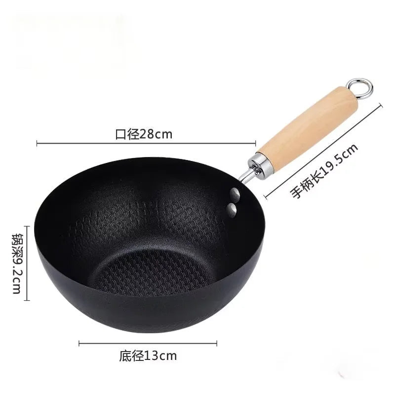 Flat Bottom Iron Wok – Uncoated Stir-Fry Wok for Induction & Gas Hobs, with or without Lid – Perfect for Stir-Fries & Fried Rice – Available in 20cm, 22cm & 28cm