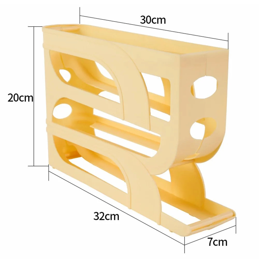 Automatic Rolling Egg Holder for the Fridge – 3 or 4 Tier Egg Storage Rack for 20 to 30 Eggs – Best for Saving Fridge & Worktop Space