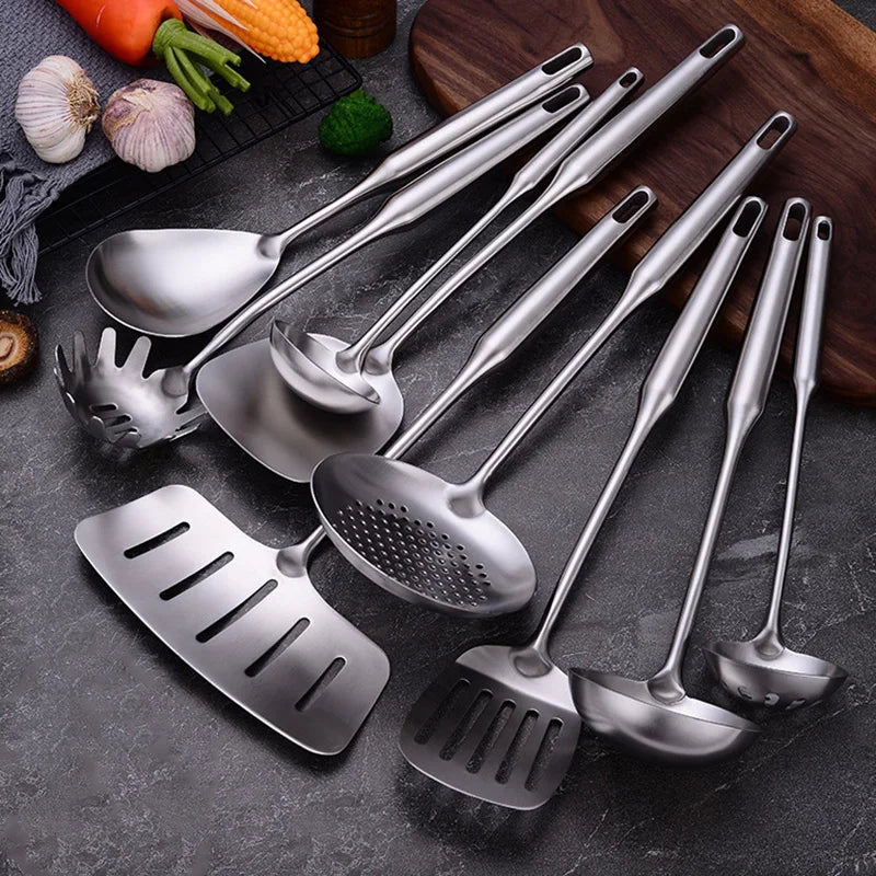 9-Piece Stainless Steel Kitchen Utensil Set – Dishwasher Safe, Eco-Friendly, Great for Everyday Cooking, Serving, and Kitchen Preparation