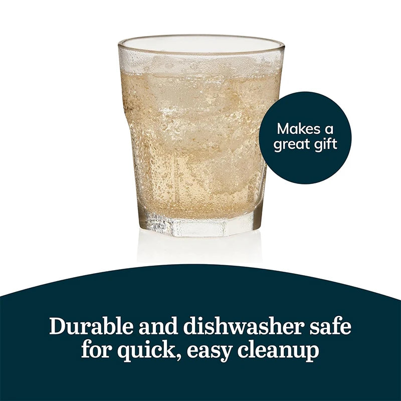 248ml Stackable Square Drinking Glasses – Reusable Glass Tumblers – Ideal for Water, Juice, Milk & Coffee – Available in 1 & 2 Pieces