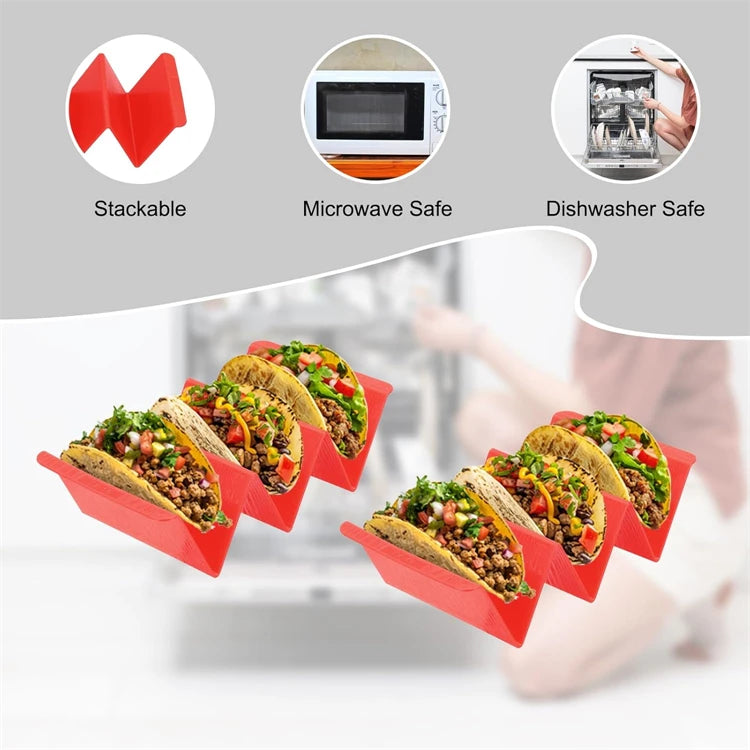 Set of 6 Colourful Taco Holder Stands – Large Taco Trays for 2 or 3 Tacos Each – Perfect for Taco Nights & Family Meals
