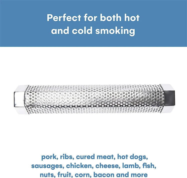 12 Inch Hexagon Stainless Steel Pellet Smoker Tube – BBQ Wood Pellet Smoke Generator – Ideal for Hot & Cold Smoking up to 5 Hours