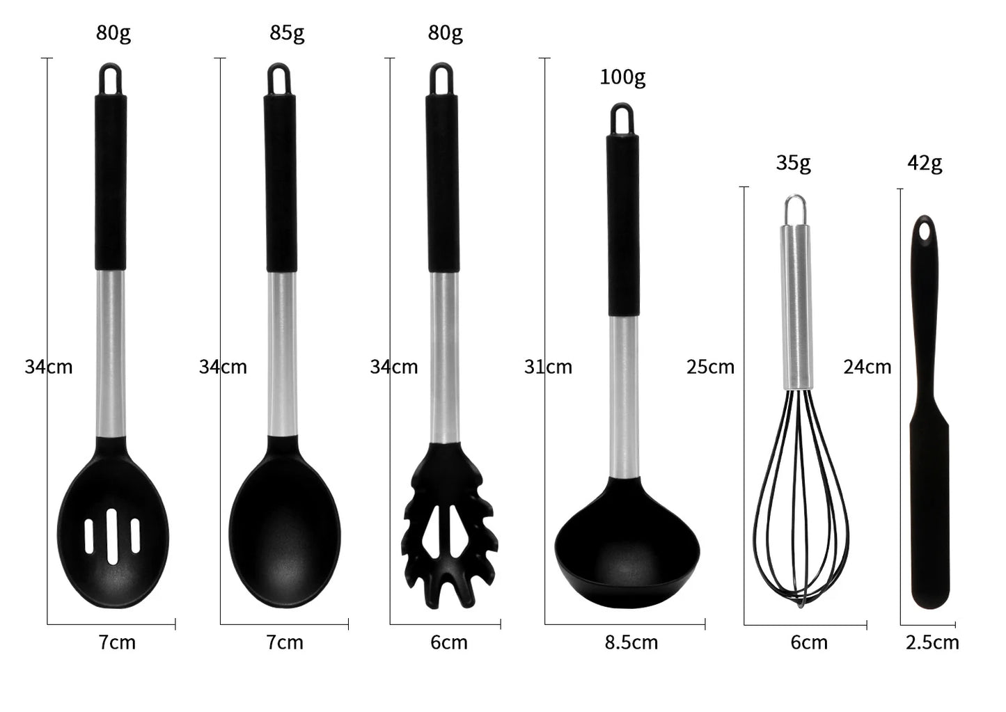 Silicone Kitchen Utensils Set with Stainless Steel Handles – Non-Stick, Heat-Resistant Cooking  Kitchen Utensils for Everyday Cooking & Baking, Available in 4 Colours & Multiple Set Sizes