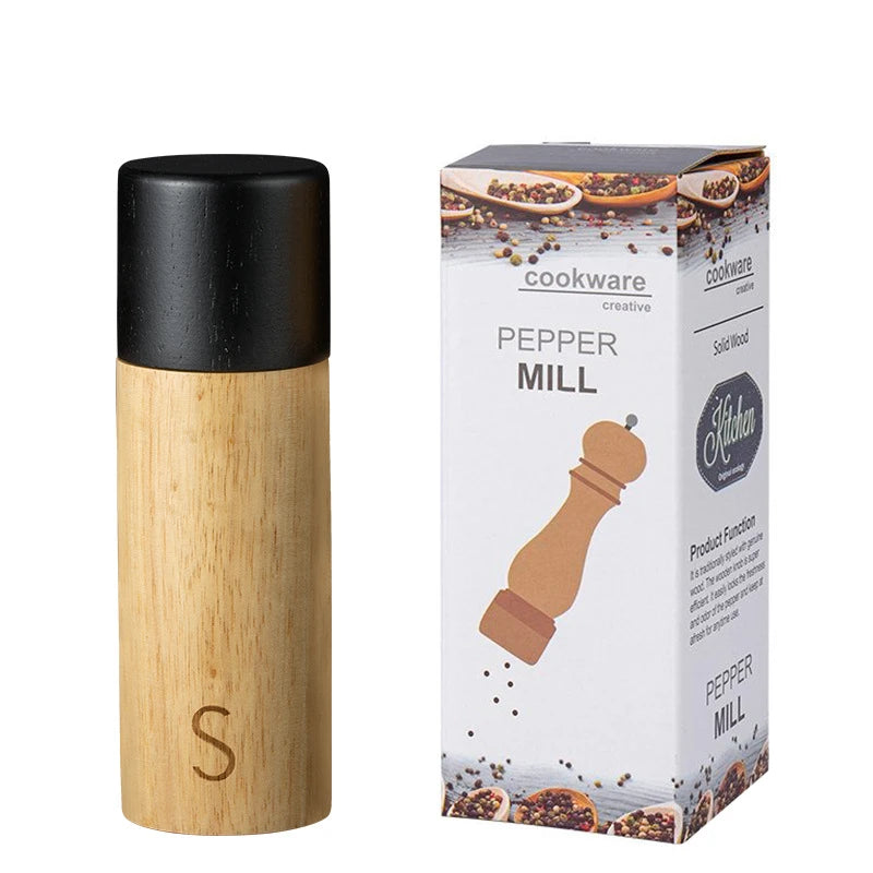 7 Inch Oak Wood Salt & Pepper Grinder Set – Manual Pepper Mill with Adjustable Ceramic Grinder – Perfect for Sea Salt & Peppercorns