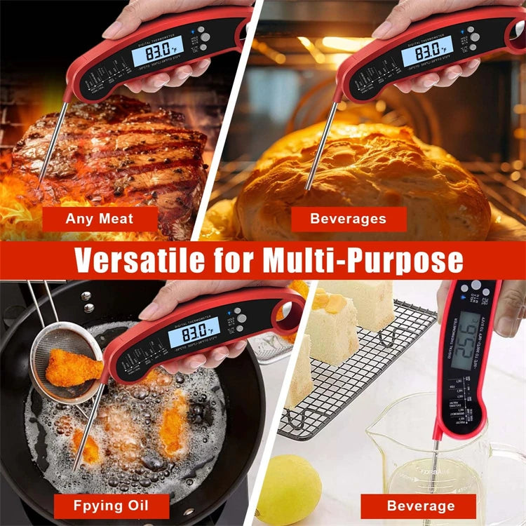 Waterproof Digital Meat Thermometer – Instant Read Food & Liquid Thermometer with Stainless Steel Probe – Ideal for Cooking, Grilling & Baking